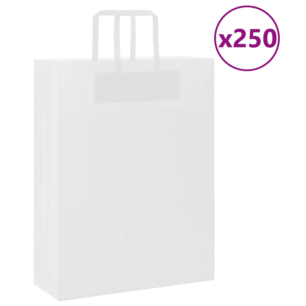 Paper Bags 250 pcs with Handles White 32x12x42 cm