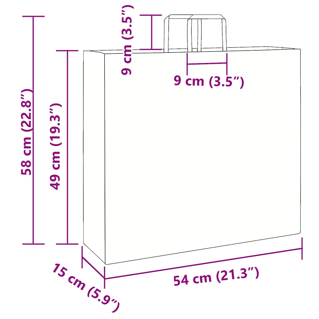Paper Bags 250 pcs with Handles White 54x15x49 cm