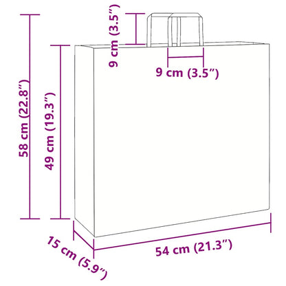 Paper Bags 250 pcs with Handles White 54x15x49 cm