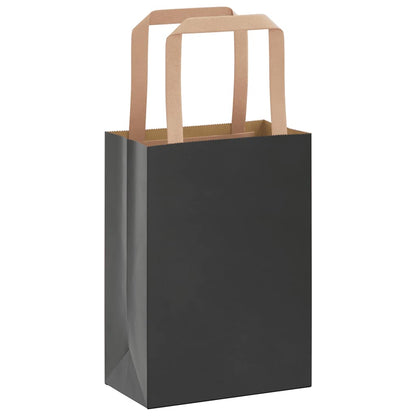 Paper Bags 250 pcs with Handles Black 15x8x21 cm