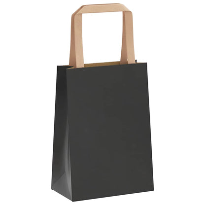 Paper Bags 250 pcs with Handles Black 15x8x21 cm