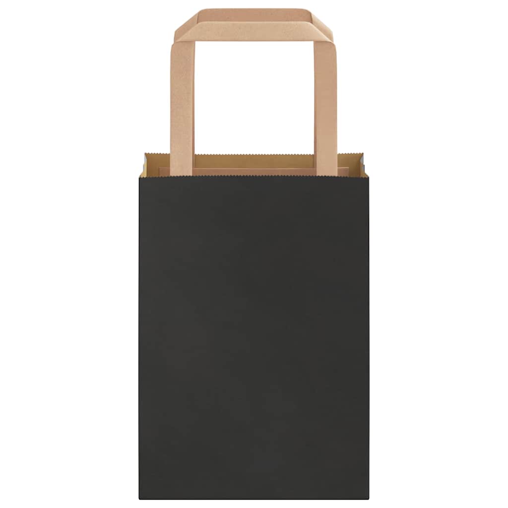 Paper Bags 250 pcs with Handles Black 15x8x21 cm