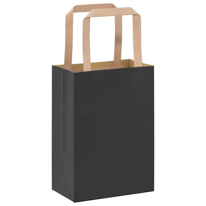 Paper Bags 250 pcs with Handles Black 15x8x21 cm