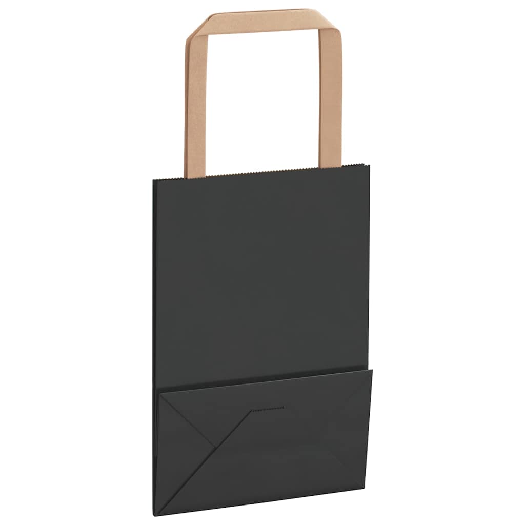Paper Bags 250 pcs with Handles Black 15x8x21 cm