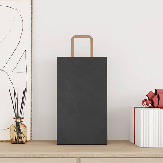 Paper Bags 250 pcs with Handles Black 21x11x36 cm