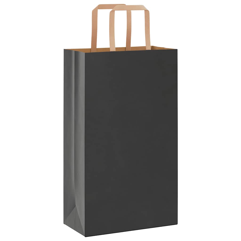 Paper Bags 250 pcs with Handles Black 21x11x36 cm