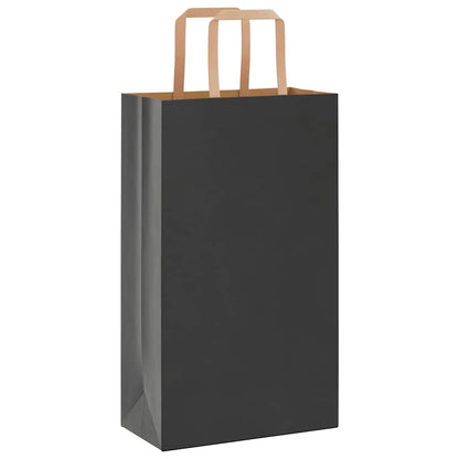 Paper Bags 250 pcs with Handles Black 21x11x36 cm