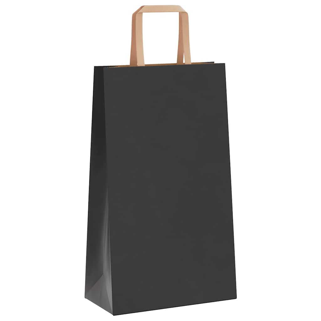 Paper Bags 250 pcs with Handles Black 21x11x36 cm