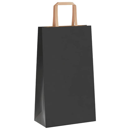 Paper Bags 250 pcs with Handles Black 21x11x36 cm