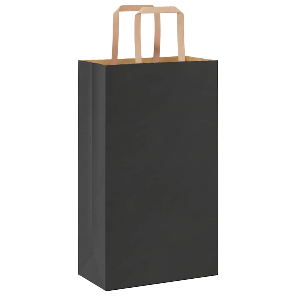 Paper Bags 250 pcs with Handles Black 21x11x36 cm