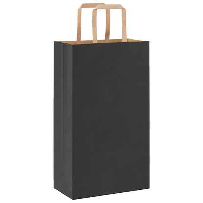 Paper Bags 250 pcs with Handles Black 21x11x36 cm