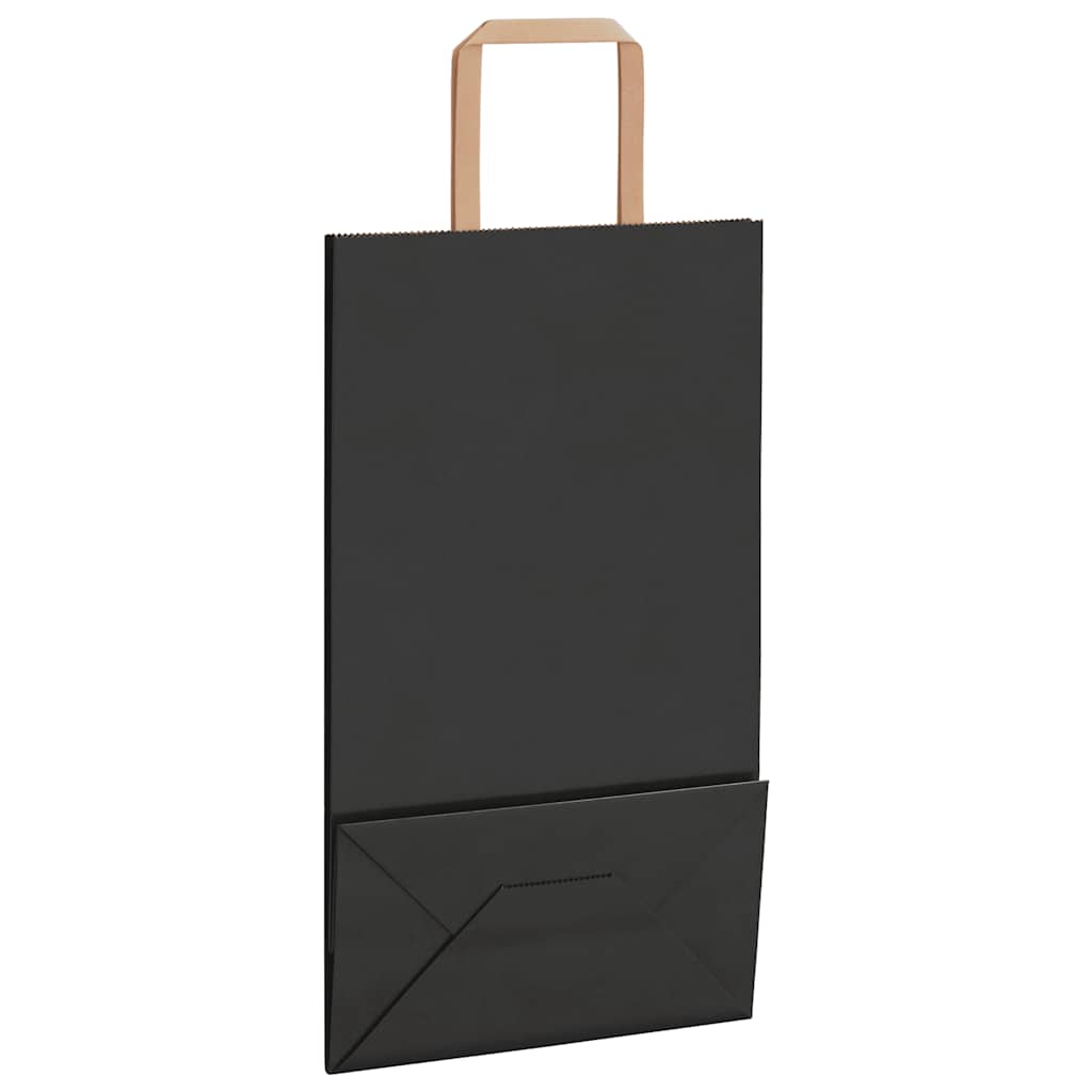 Paper Bags 250 pcs with Handles Black 21x11x36 cm