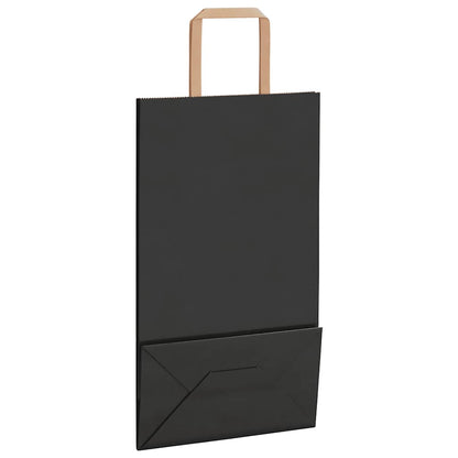 Paper Bags 250 pcs with Handles Black 21x11x36 cm