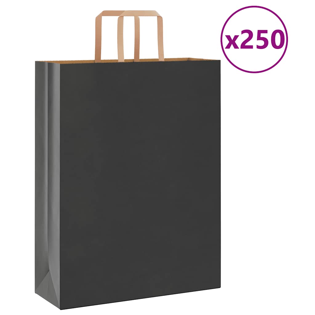 Paper Bags 250 pcs with Handles Black 32x12x42 cm