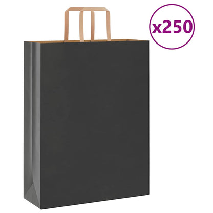 Paper Bags 250 pcs with Handles Black 32x12x42 cm