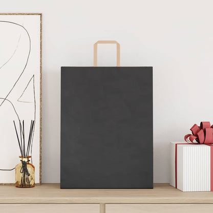 Paper Bags 250 pcs with Handles Black 32x12x42 cm