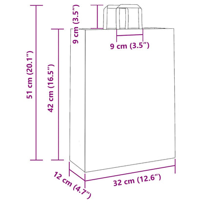 Paper Bags 250 pcs with Handles Black 32x12x42 cm