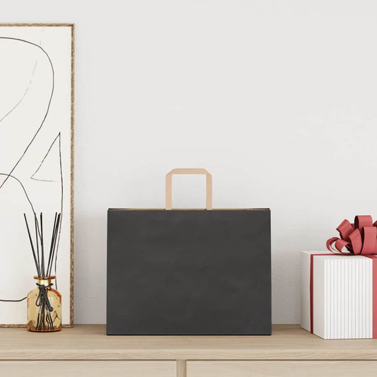 Paper Bags 250 pcs with Handles Black 32x17x25 cm