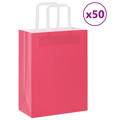 Paper Bags 50 pcs with Handles Pink 21x11x28 cm