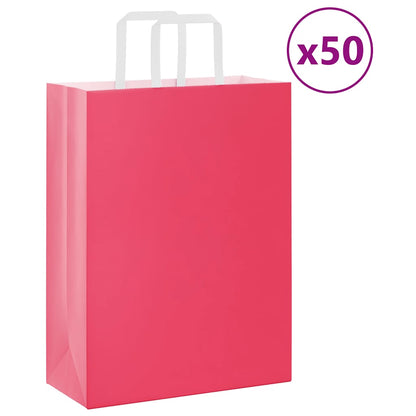 Paper Bags 50 pcs with Handles Pink 26x12x35 cm