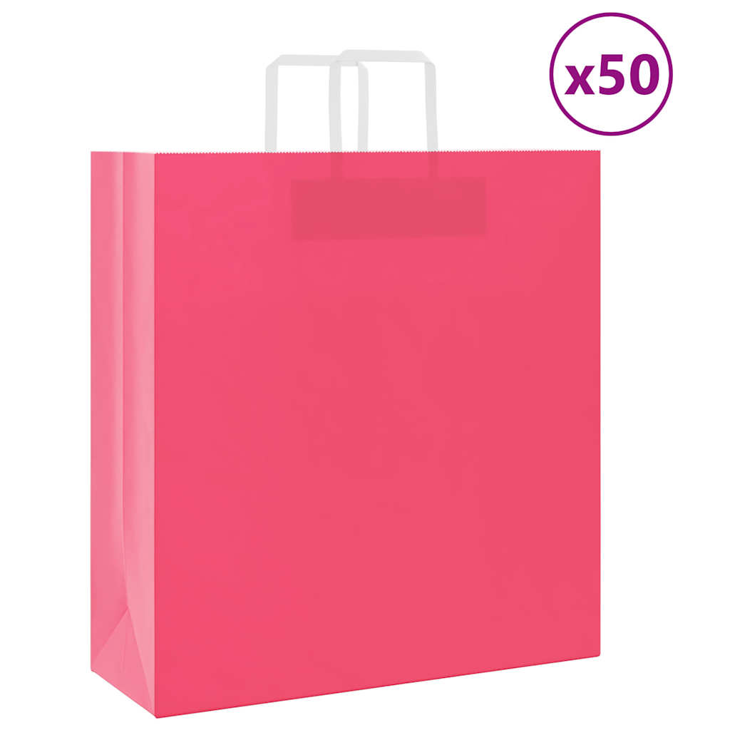 Paper Bags 50 pcs with Handles Pink 45x17x48 cm