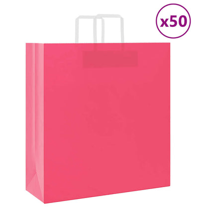 Paper Bags 50 pcs with Handles Pink 45x17x48 cm