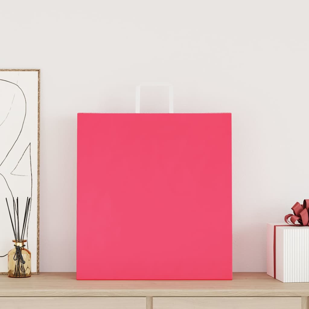 Paper Bags 50 pcs with Handles Pink 45x17x48 cm