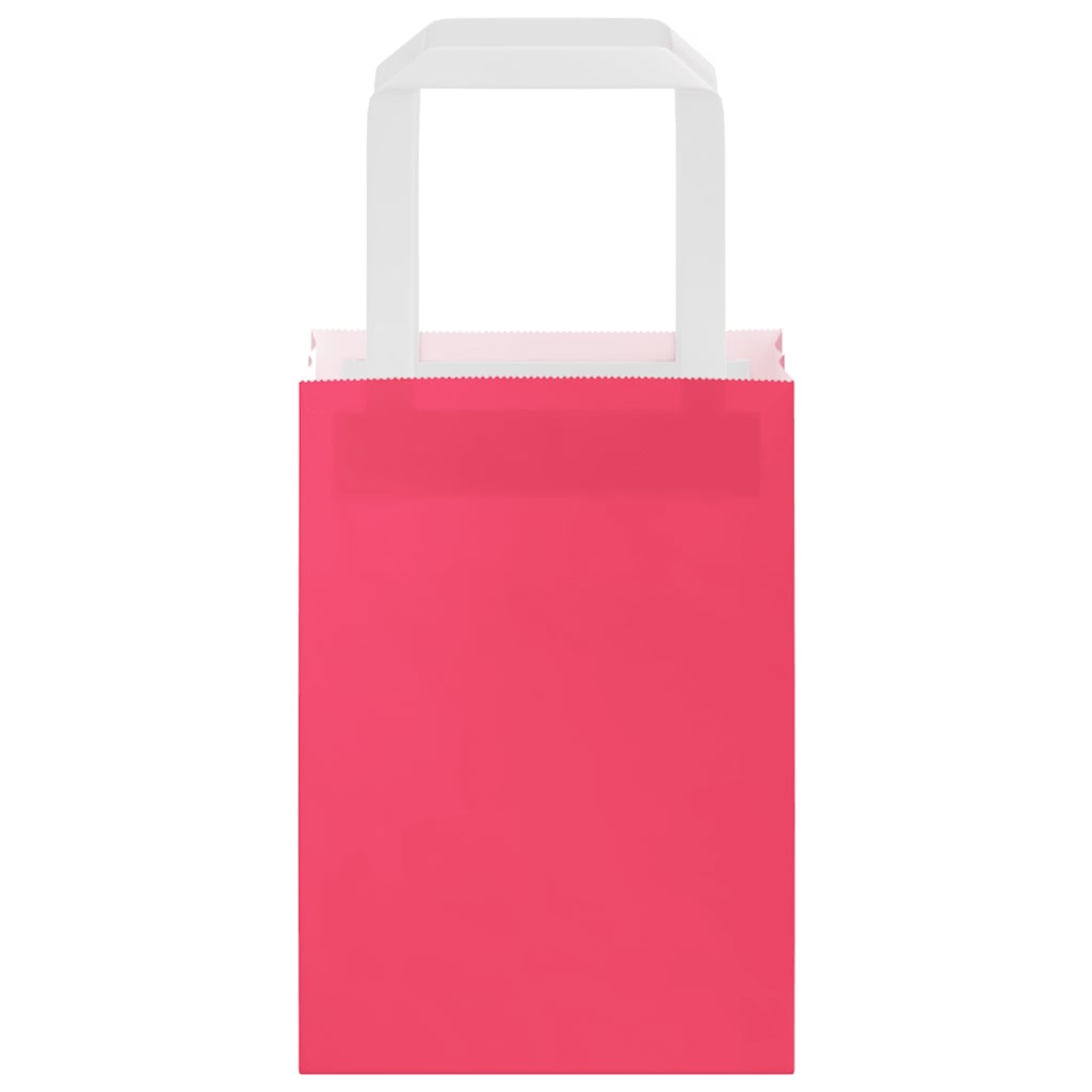 Paper Bags 250 pcs with Handles Pink 15x8x21 cm