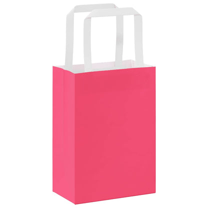 Paper Bags 250 pcs with Handles Pink 15x8x21 cm