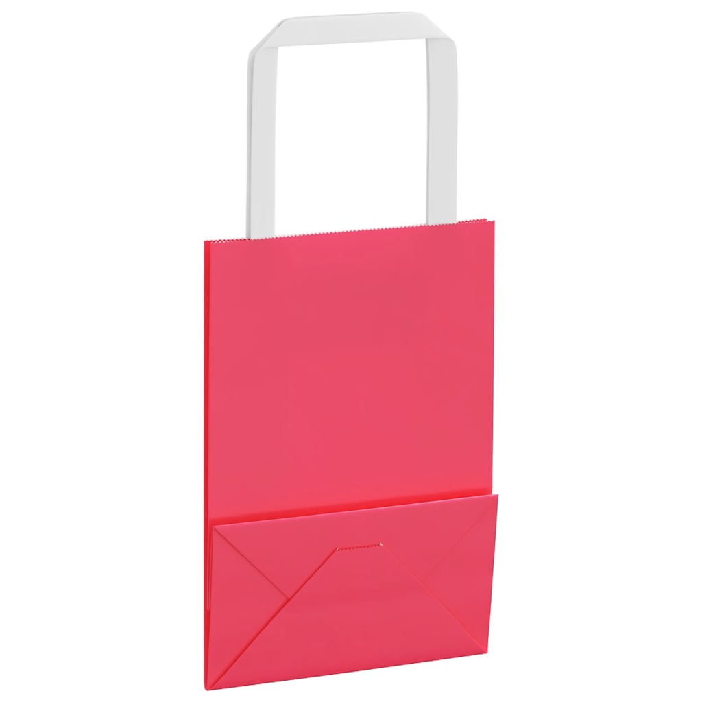 Paper Bags 250 pcs with Handles Pink 15x8x21 cm