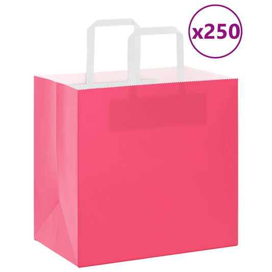 Paper Bags 250 pcs with Handles Pink 26x17x25 cm
