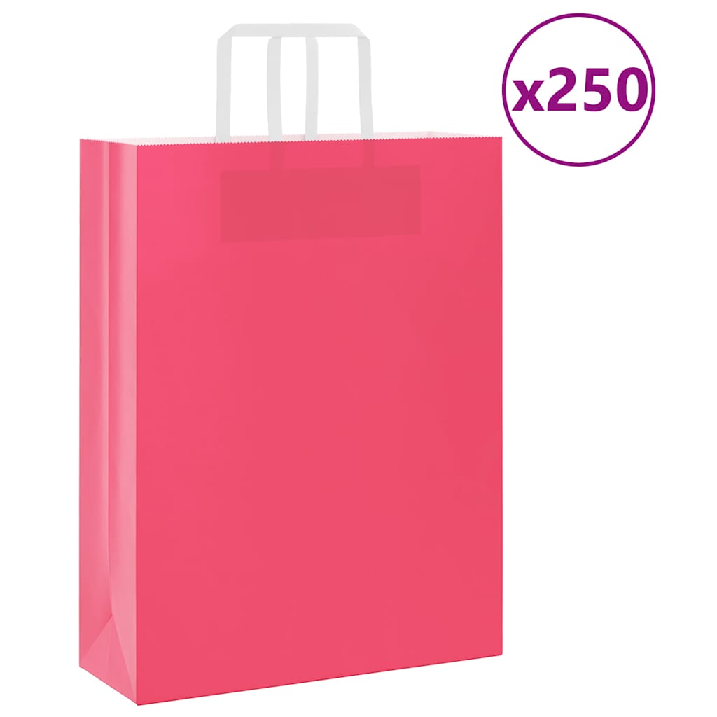 Paper Bags 250 pcs with Handles Pink 32x12x42 cm