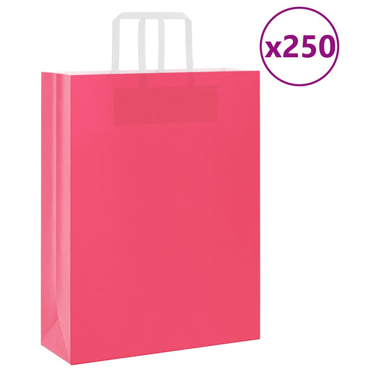 Paper Bags 250 pcs with Handles Pink 32x12x42 cm