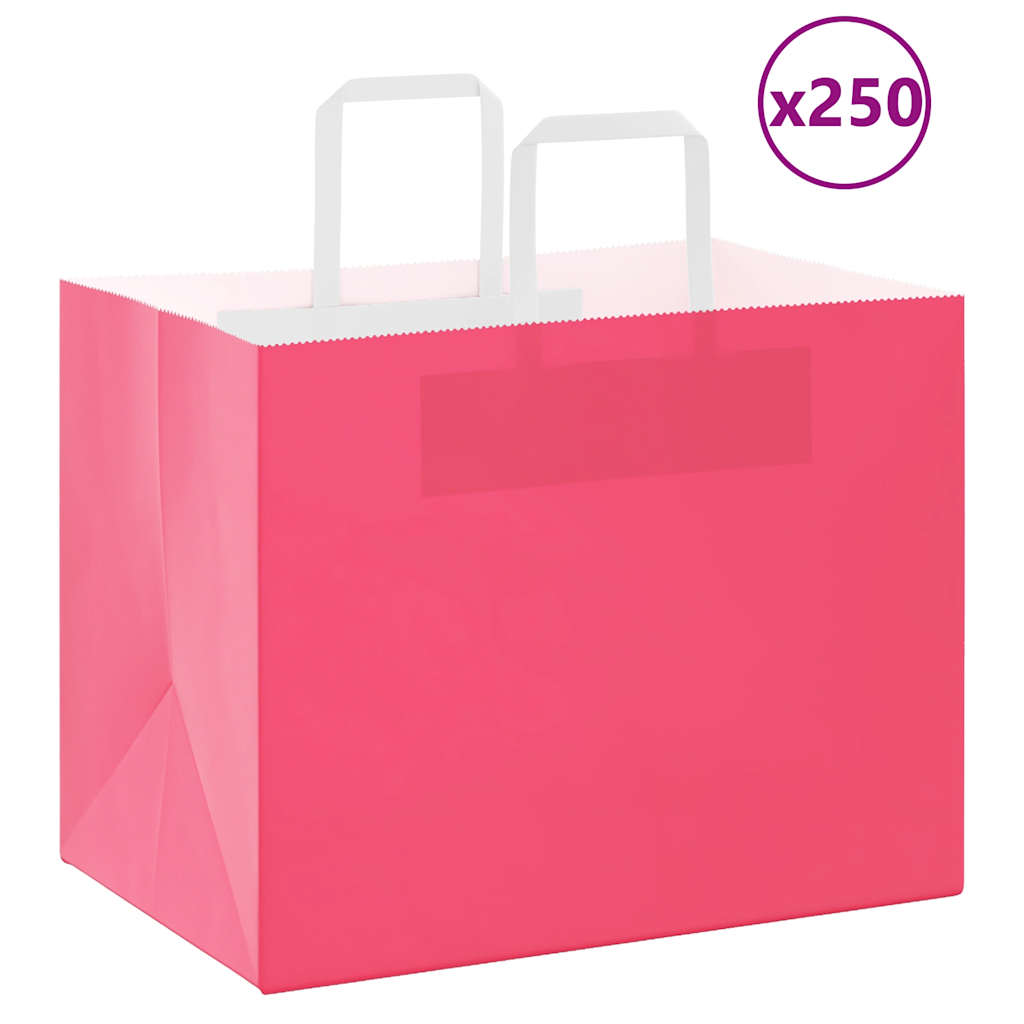 Paper Bags 250 pcs with Handles Pink 32x22x24 cm