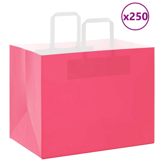Paper Bags 250 pcs with Handles Pink 32x22x24 cm