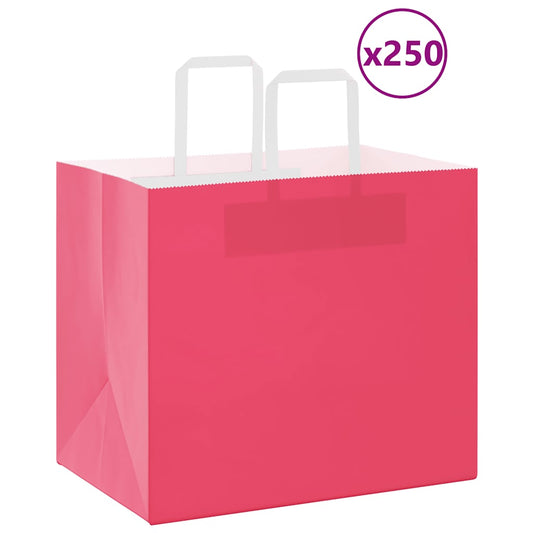 Paper Bags 250 pcs with Handles Pink 32x22x28 cm