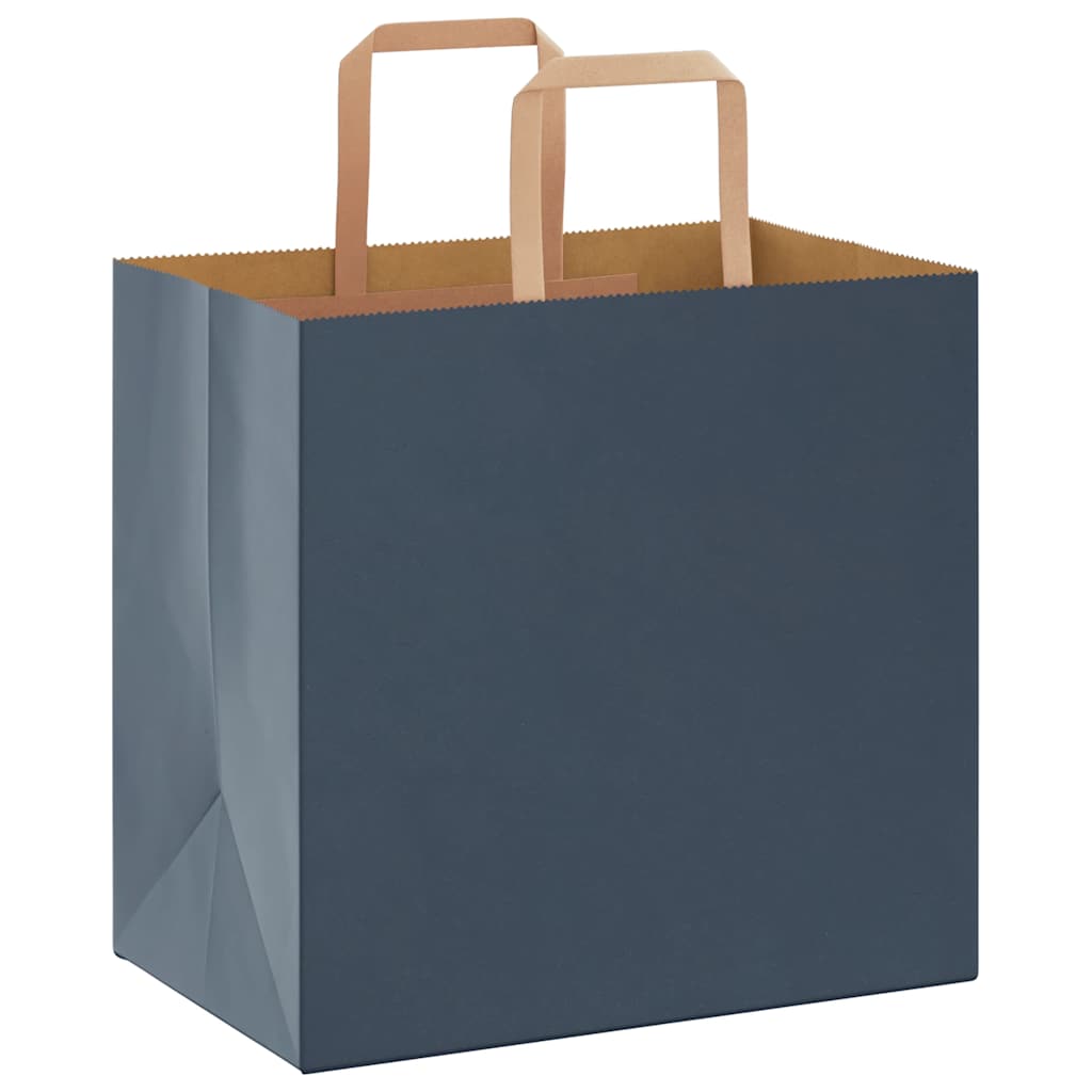Paper Bags 50 pcs with Handles Blue 26x17x25 cm