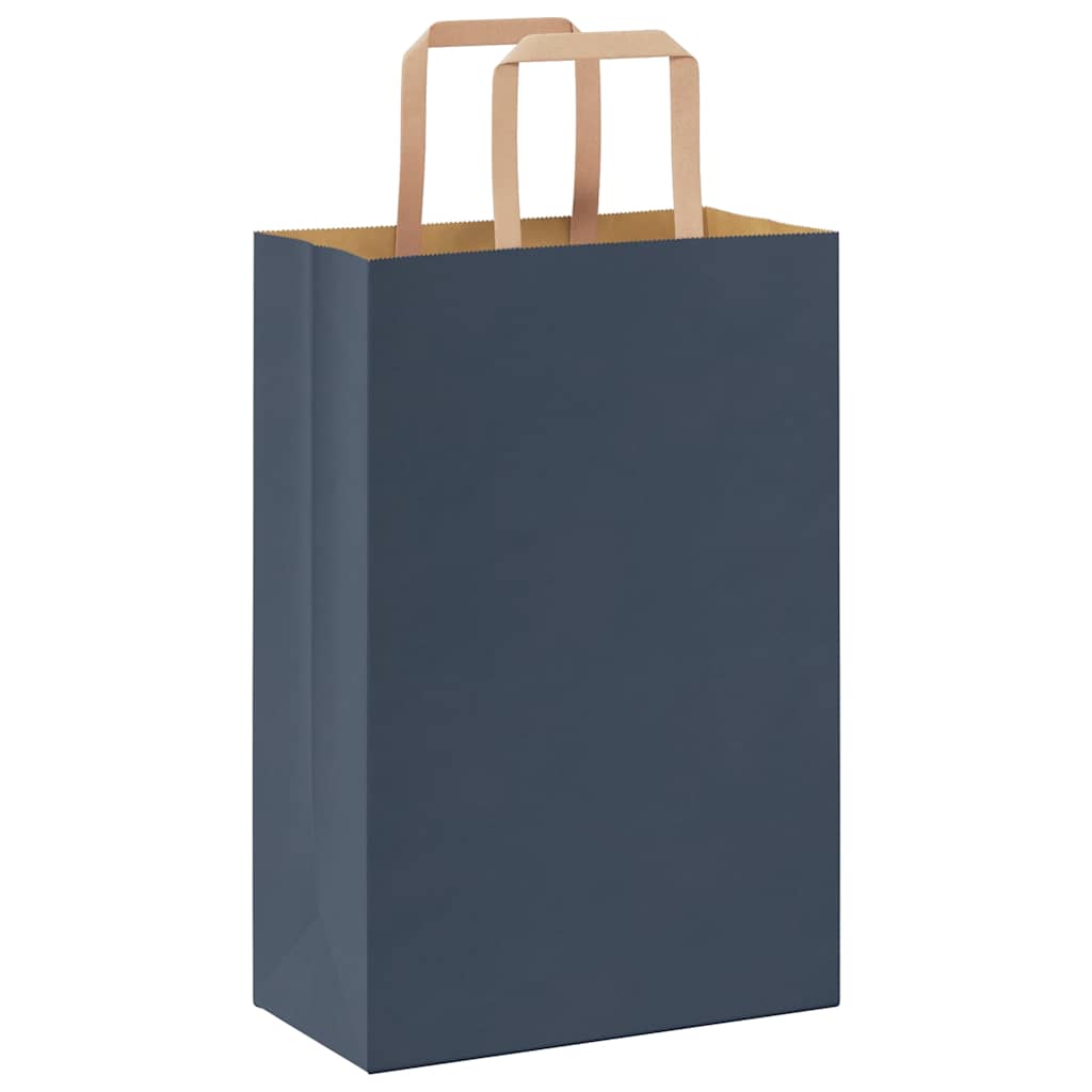 Paper Bags 250 pcs with Handles Blue 21x11x31 cm