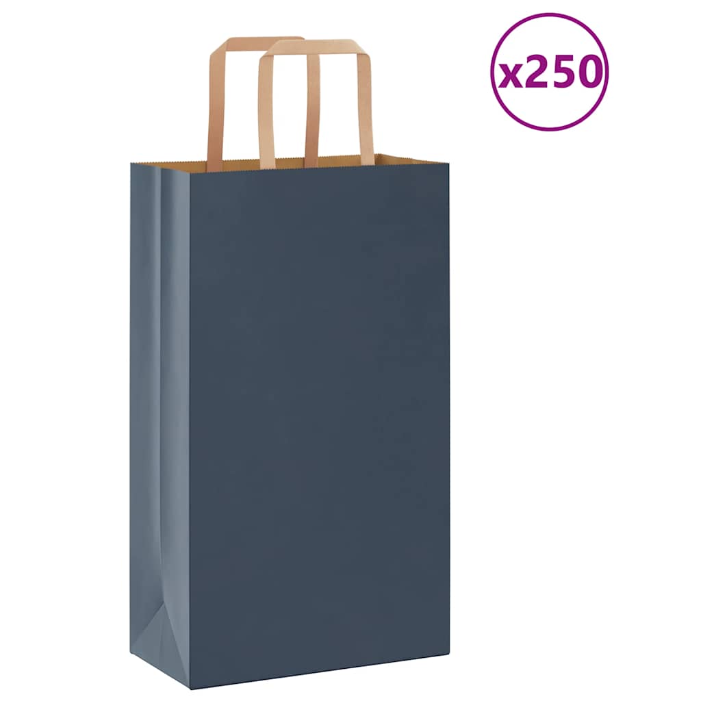Paper Bags 250 pcs with Handles Blue 21x11x36 cm