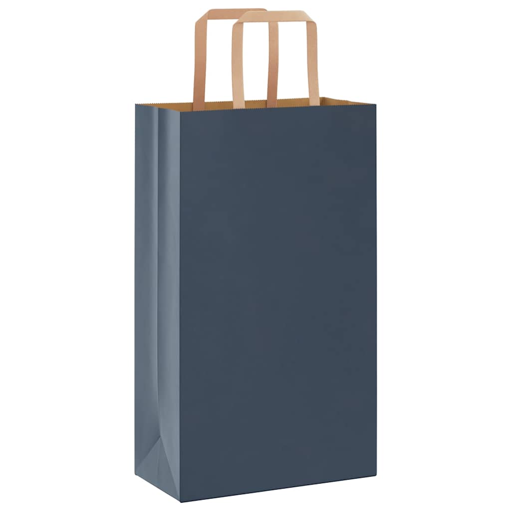 Paper Bags 250 pcs with Handles Blue 21x11x36 cm