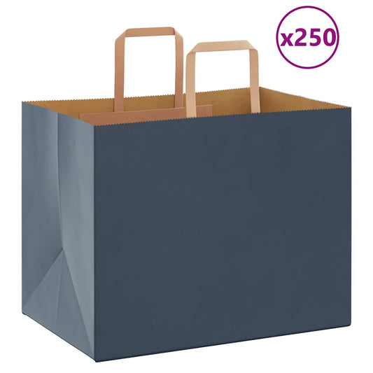 Paper Bags 250 pcs with Handles Blue 32x22x24 cm
