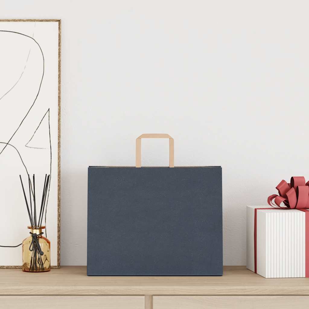 Paper Bags 250 pcs with Handles Blue 32x22x24 cm
