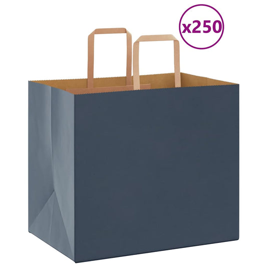 Paper Bags 250 pcs with Handles Blue 32x22x28 cm