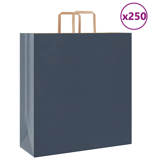 Paper Bags 250 pcs with Handles Blue 45x17x48 cm