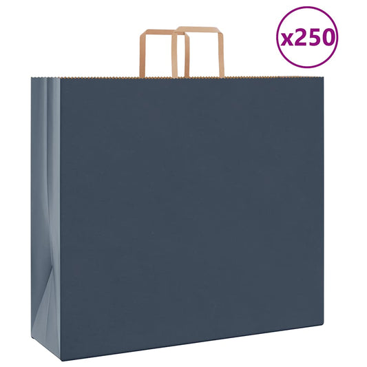 Paper Bags 250 pcs with Handles Blue 54x15x49 cm
