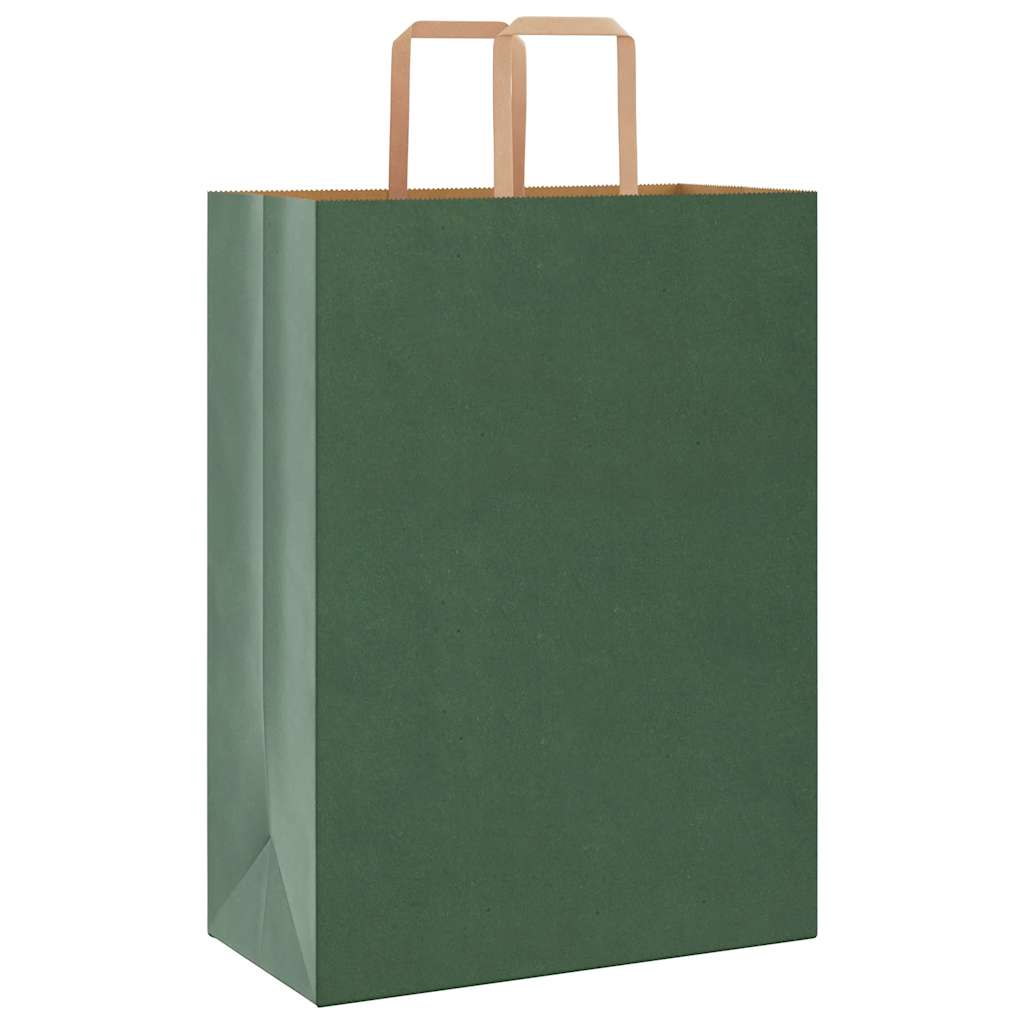 Paper Bags 50 pcs with Handles Green 32x17x44 cm