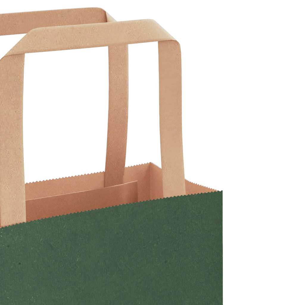Paper Bags 50 pcs with Handles Green 32x17x44 cm