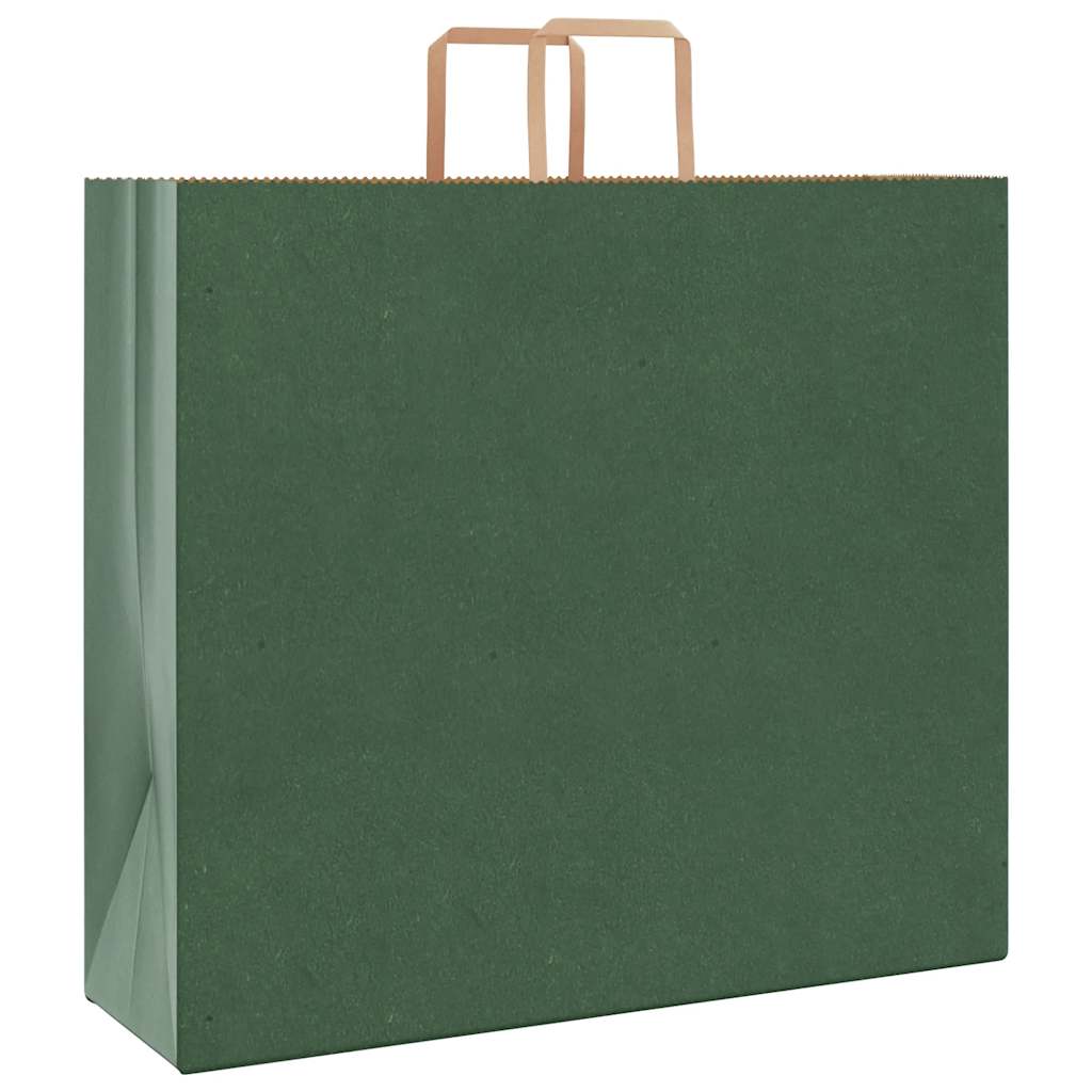 Paper Bags 250 pcs with Handles Green 54x15x49 cm