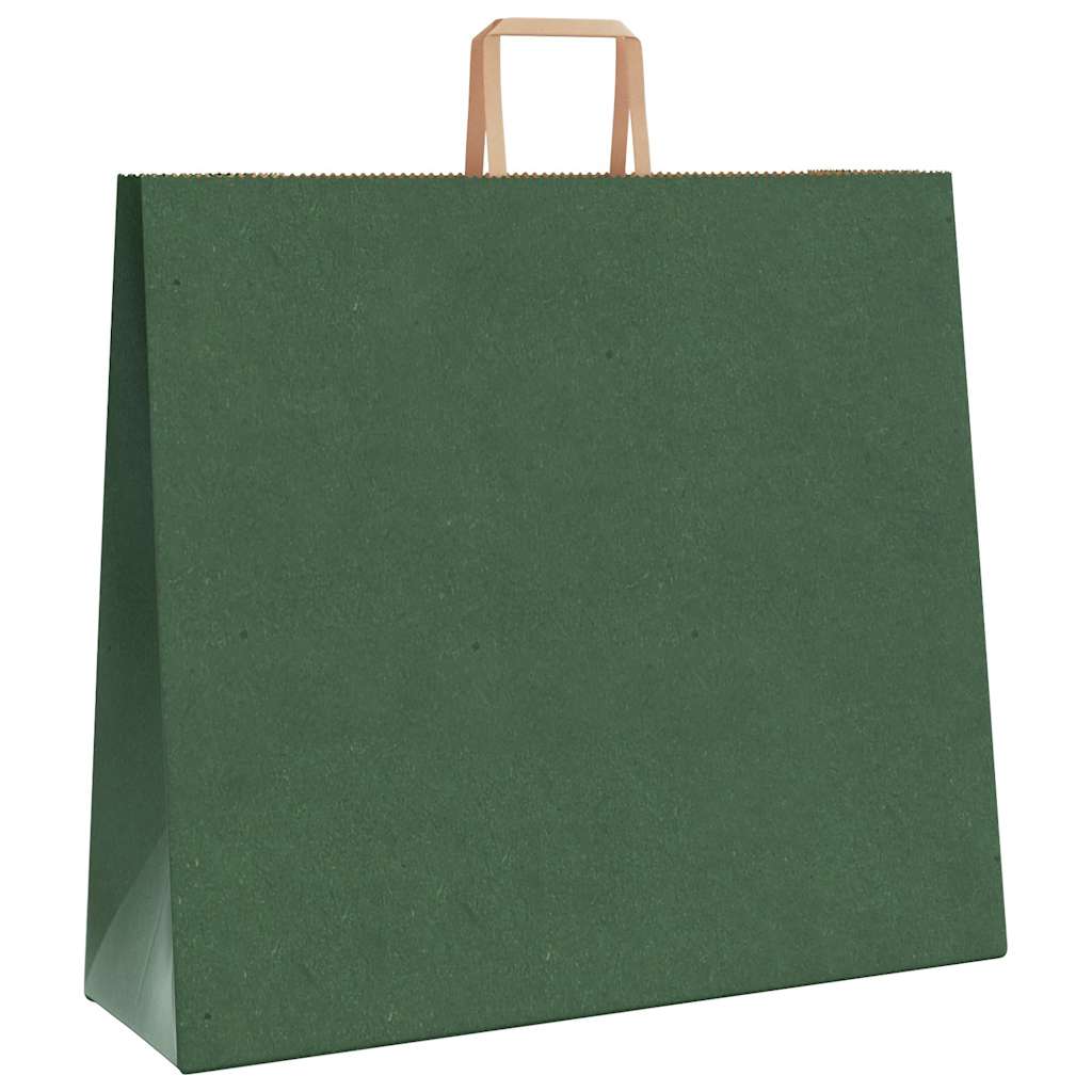 Paper Bags 250 pcs with Handles Green 54x15x49 cm