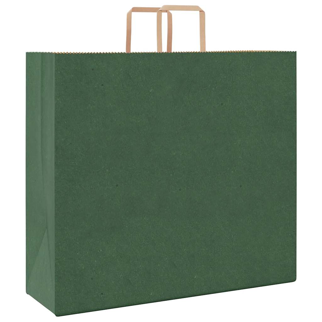 Paper Bags 250 pcs with Handles Green 54x15x49 cm